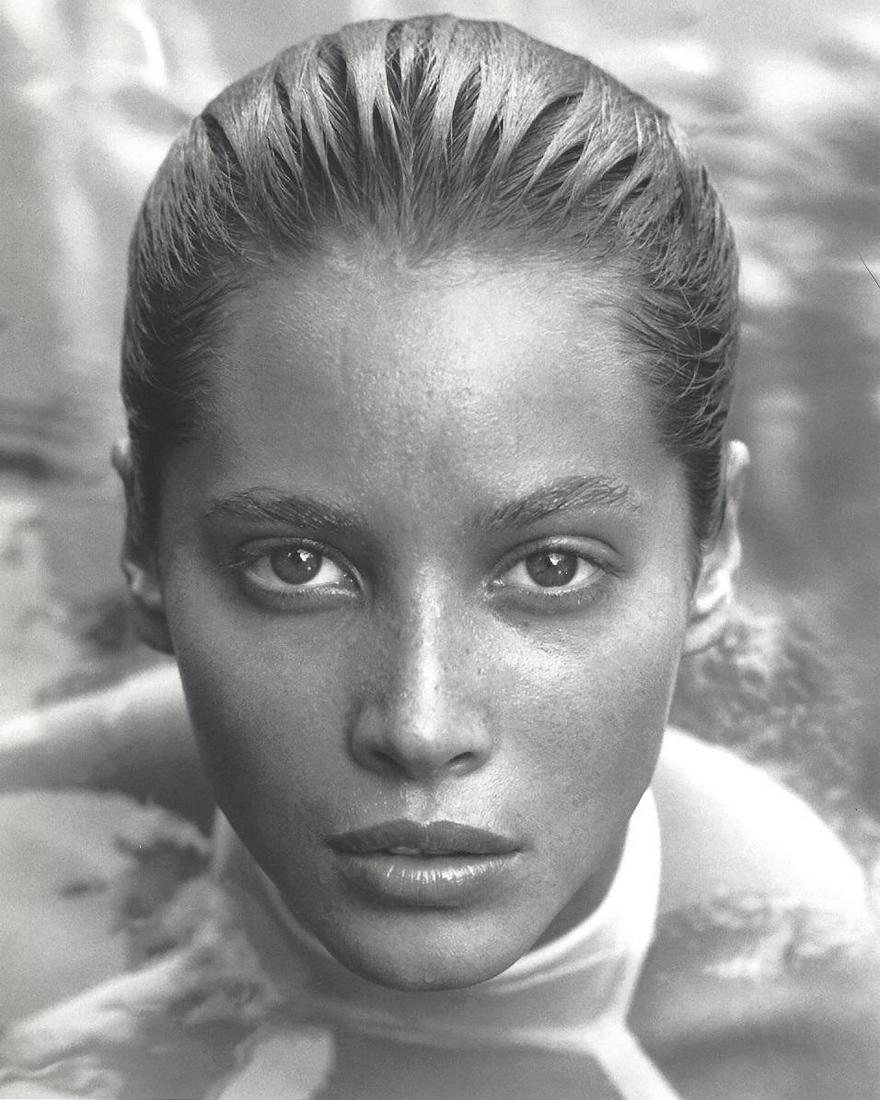 Christy Turlington Herb Ritts Publication Photo: Original Publication Photo, measuring approximately, 10"x9" includes white border. Taken in 1988, printed 1999. It comes stamped by the photographer and agency. The photograph is printed on double wei