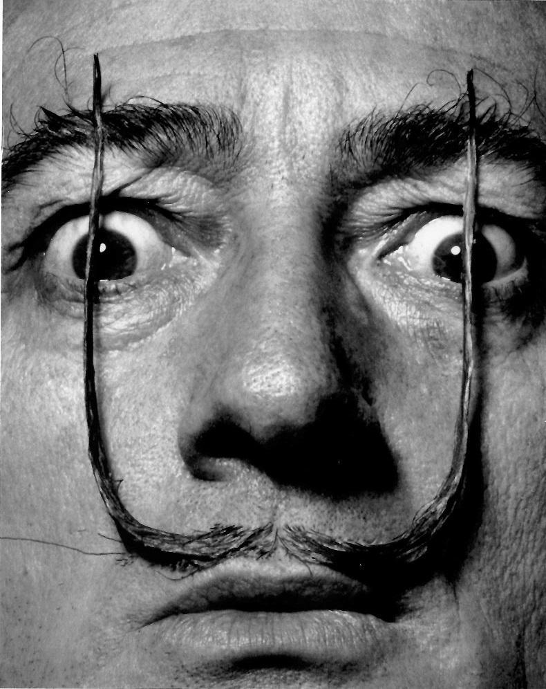 Salvador Dali Philippe Halsman Publication Photo: Salvador Dali Photo, 10.5"x8.5", inner size, 8"x"10. It comes with information on the verso for publication. Photograph by Philippe Halsman, taken in 1953, print date 1998. The photograph is printed o