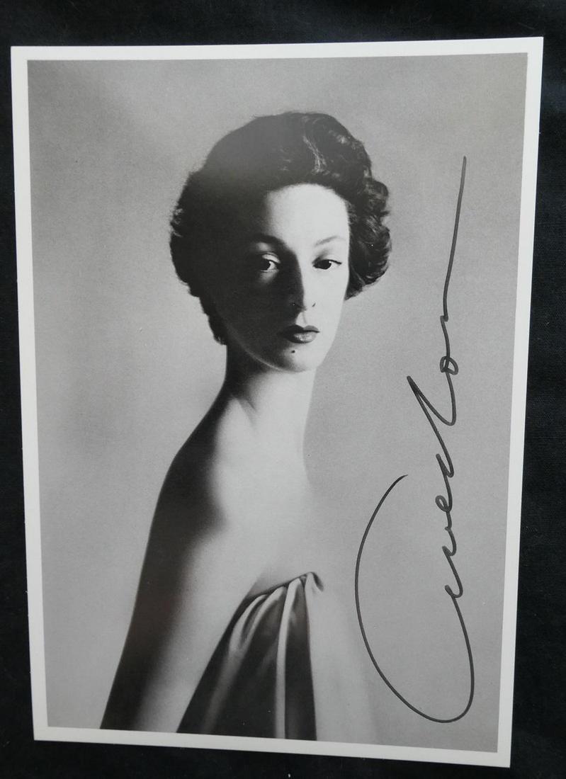 Richard Avedon Signed Photo Postcard: Marella Agnelli, New York Studio, original photo postcard signed by Richard Avedon, measuring approximately, 6"x4". In good condition. Would look good framed.
