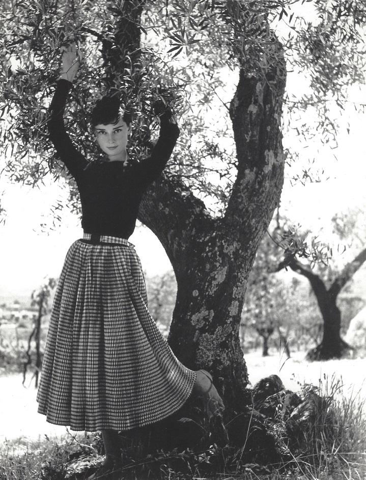 Audrey Hepburn Original Philippe Halsman Press Photo: Audrey Hepburn original Philippe Halsman 8" x 10" photograph with border. This photograph of Audrey Hepburn was taken in 1955, reprinted late 1980's. A stunning portrait that shows a very sweet Audrey