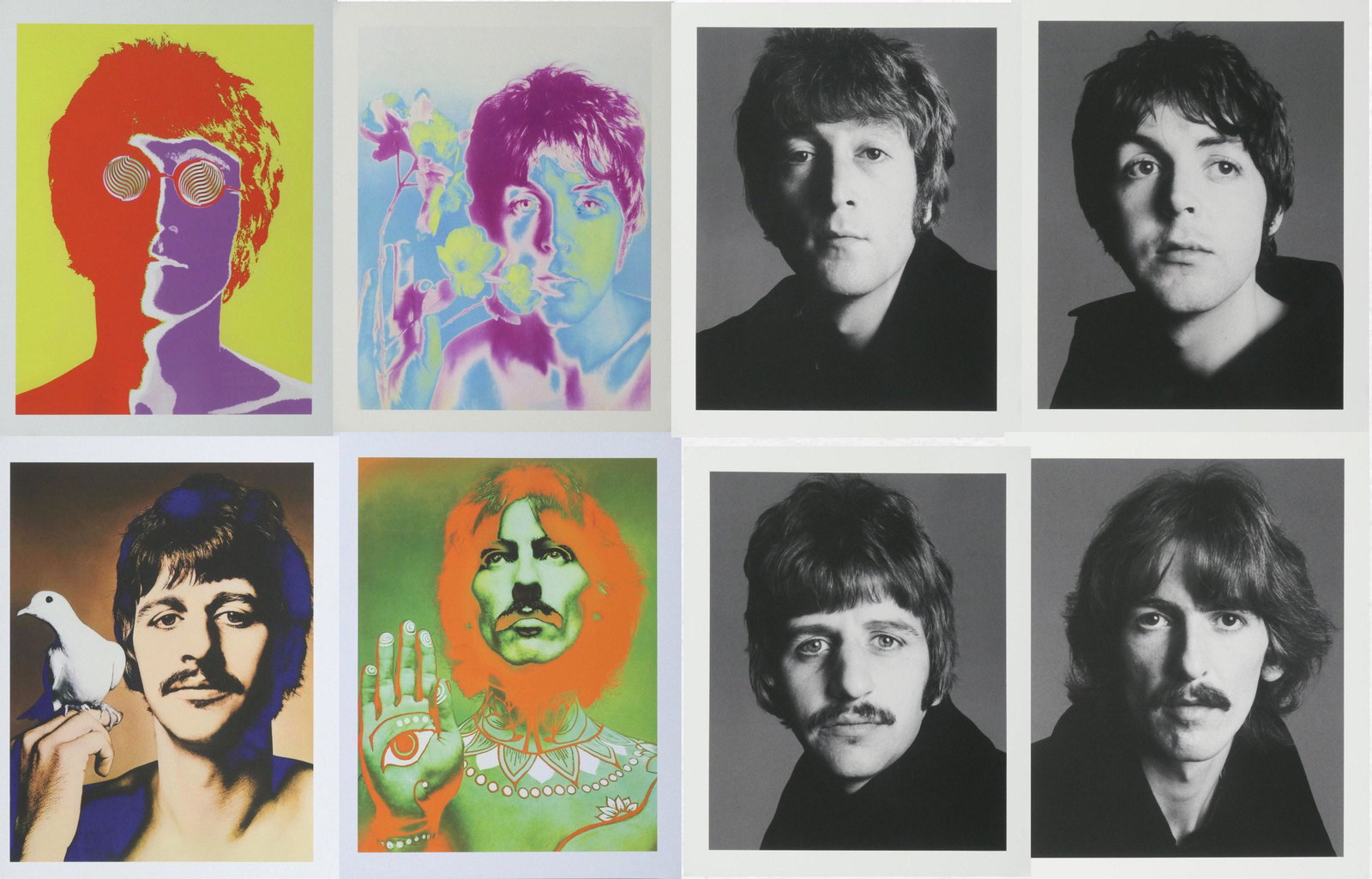 The Beatles Avedon 8 Portrait Collection Signed: Original Publication Photograph set, measuring approximately, 17"x13" includes border. These are very large. Taken in the 1960's, printed in the year 2000. These were used for a special event in Europ