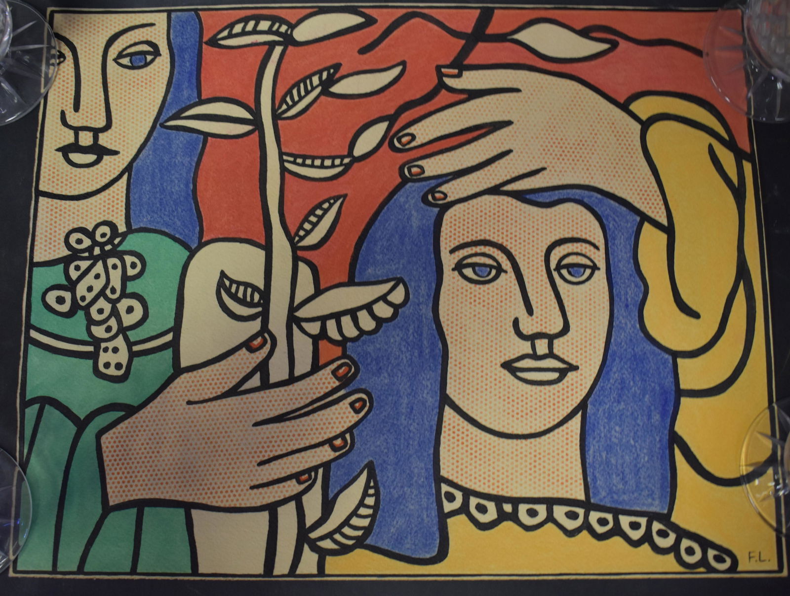 Fernand Leger Drawing Signed: Sgd. F.L. in the work. With letter of authenticty 28 x 36 cm. 16 1/2 " x 13"