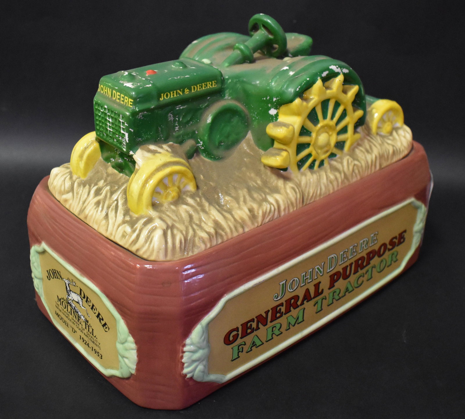 John Deere Farm Tractor Adv. Cookie Jar: 11"L x 7"H