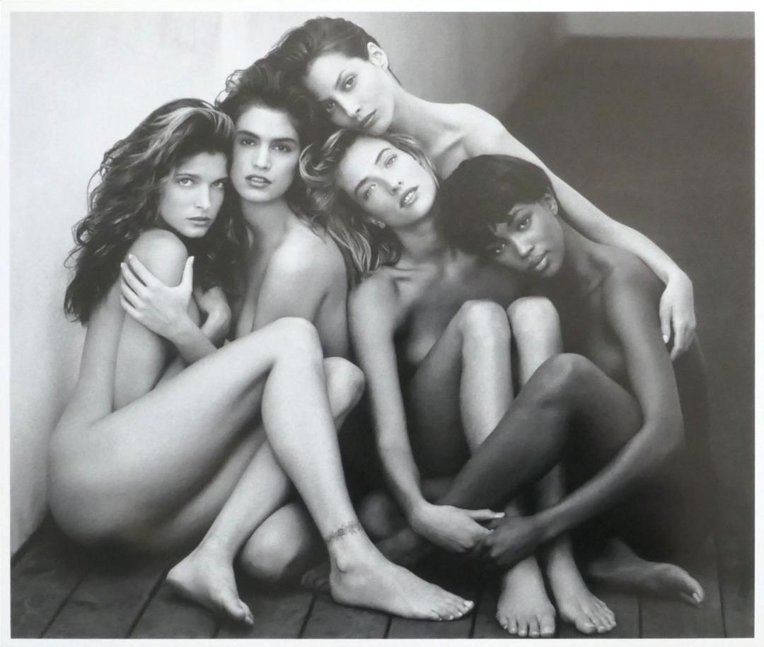 Herb Ritts The Supermodels Large Photograph: Original photo by Irving Penn, a young Linda Evangelisa, supermodel, measuring approximately, measures 19.5"x16.5", this is a very large photograph and the measurement includes white border. Taken in 