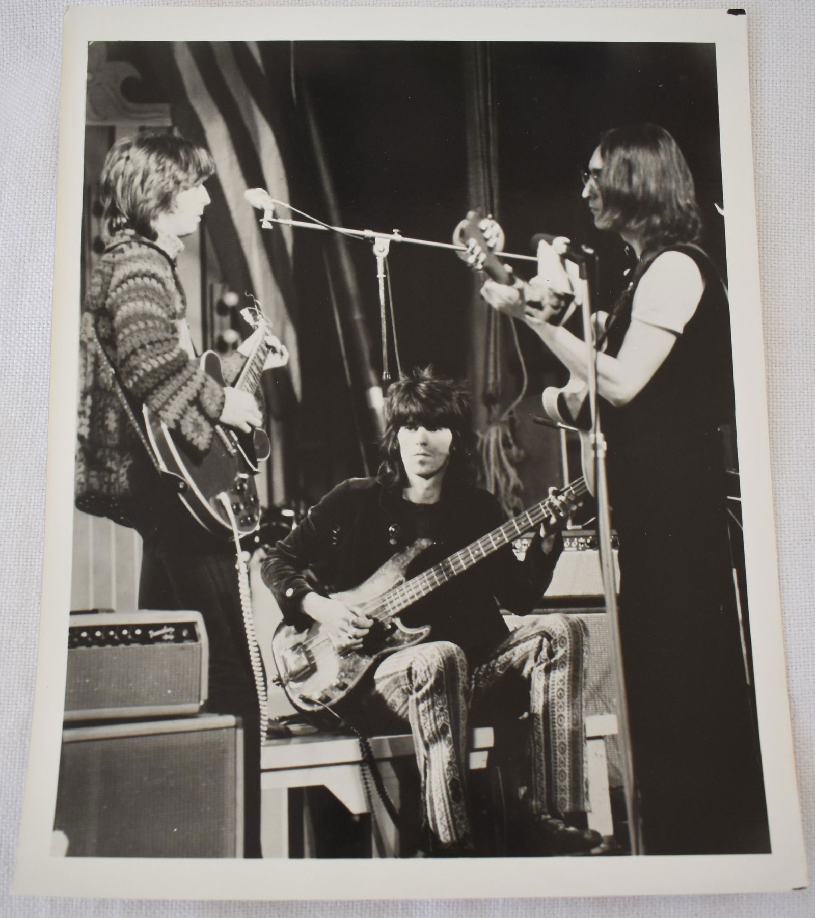 Eric Clapton Keith Richards John Lennon Photo: Trio is pictured about 1969 Good to excellent condition 8 x 10