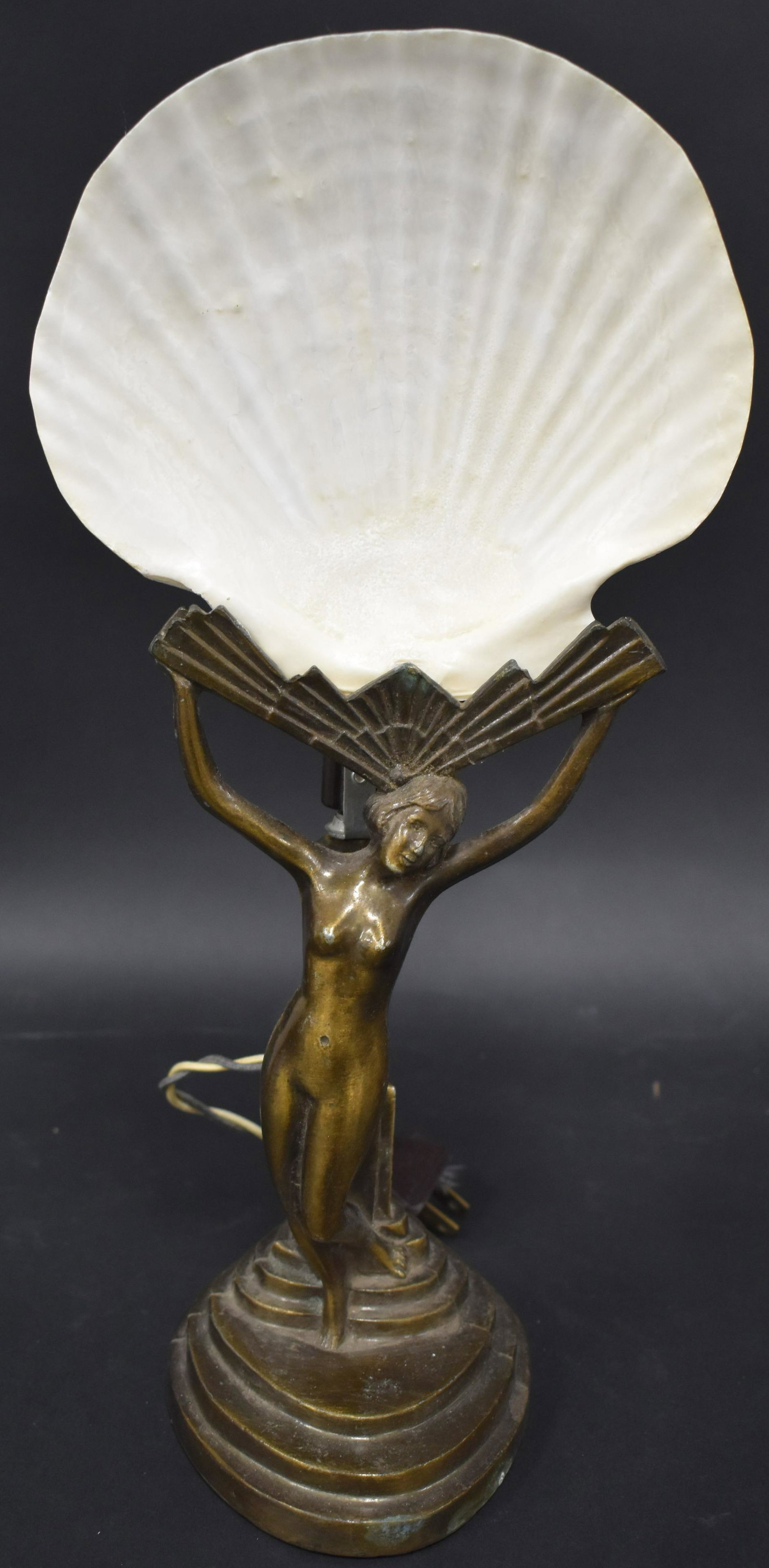 Vintage Desk Lamp. Shell Lamp: Sgd Chandler 15"H with shell