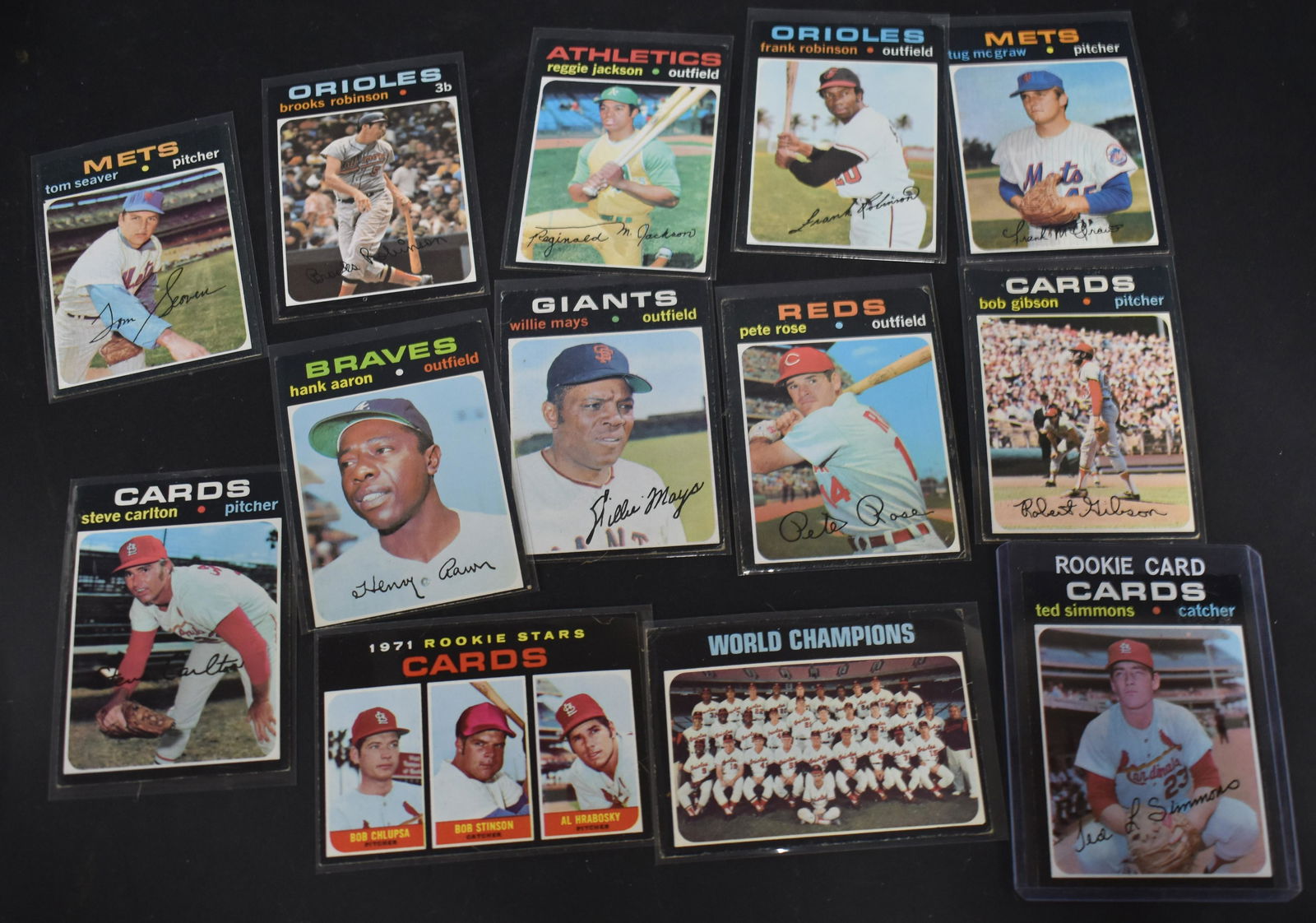 1971 Topps Baseball Lot of 13: Mays, Aaron, Rose, Jackson