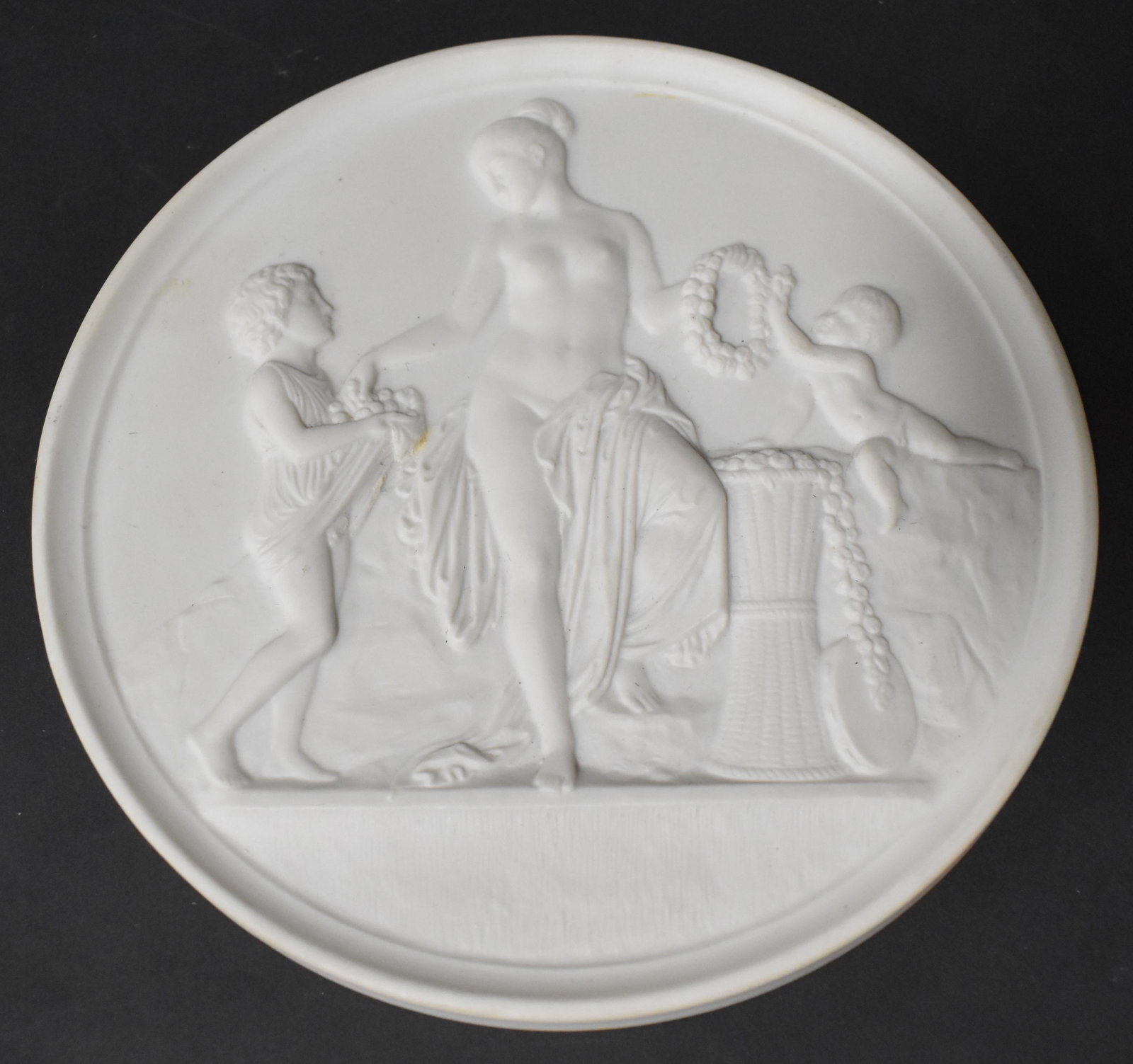 Bing and Grondahl Reliefed Plaque: Marked on back. Very Quality Biscuit Porcelain. Size 6".****This, an item from a local elder, older than his 60 years, up until this past month, a very active, eclectic and constant collector. Respond