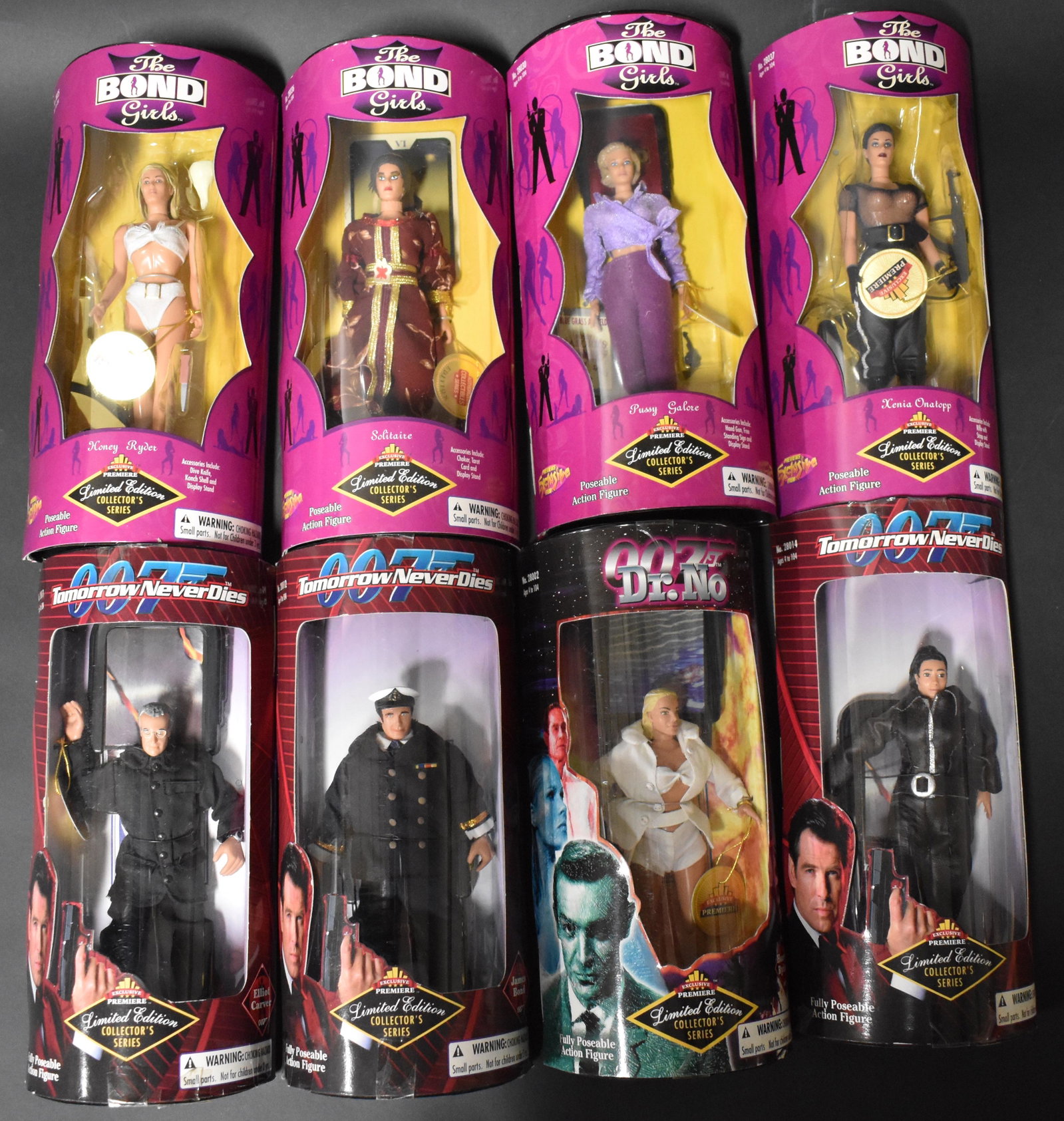 007 Action Figures (8): In Boxes Size 10"H X 5"W