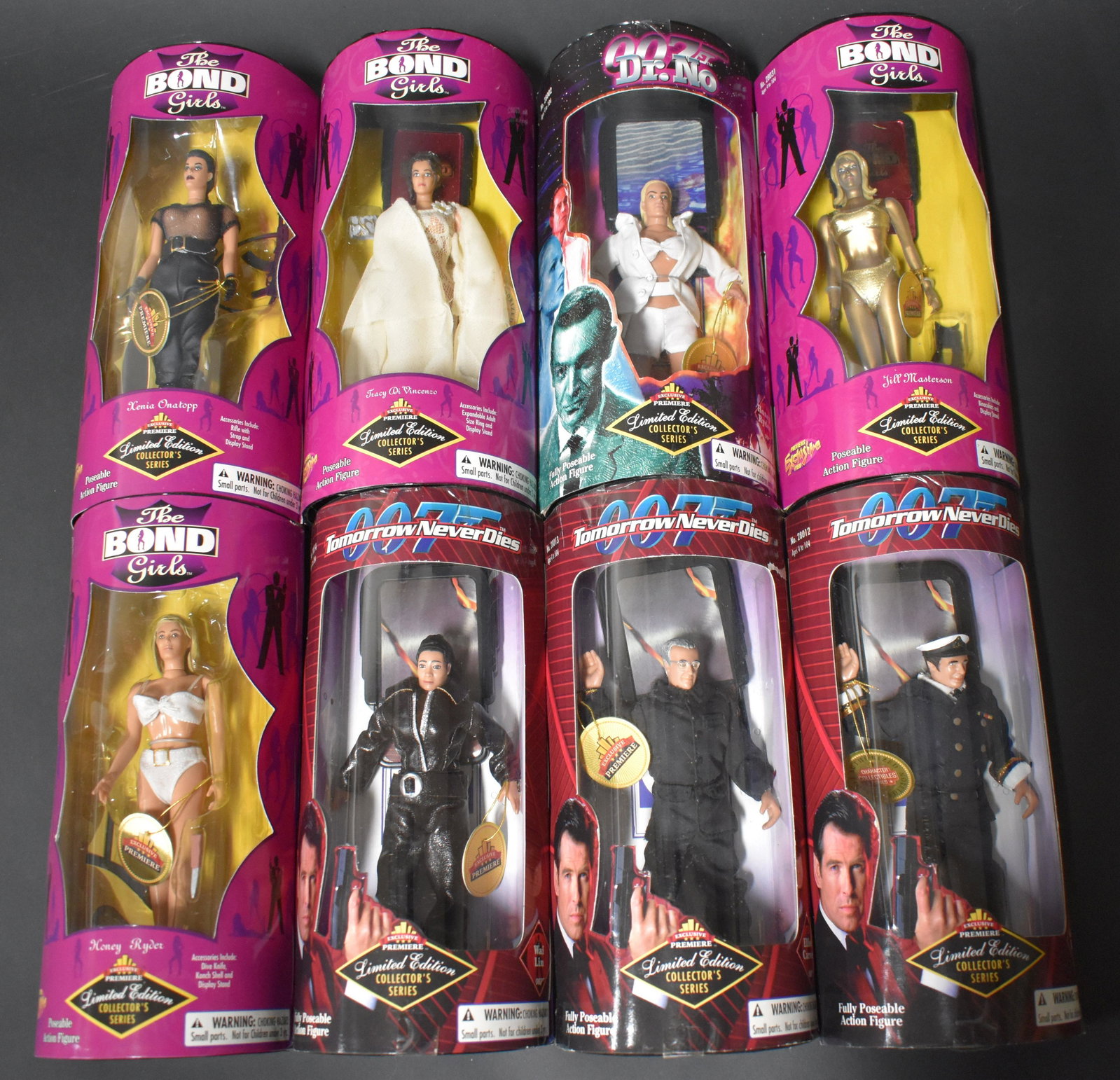007 Action Figures (8): In Boxes Size 10"H X 5"W