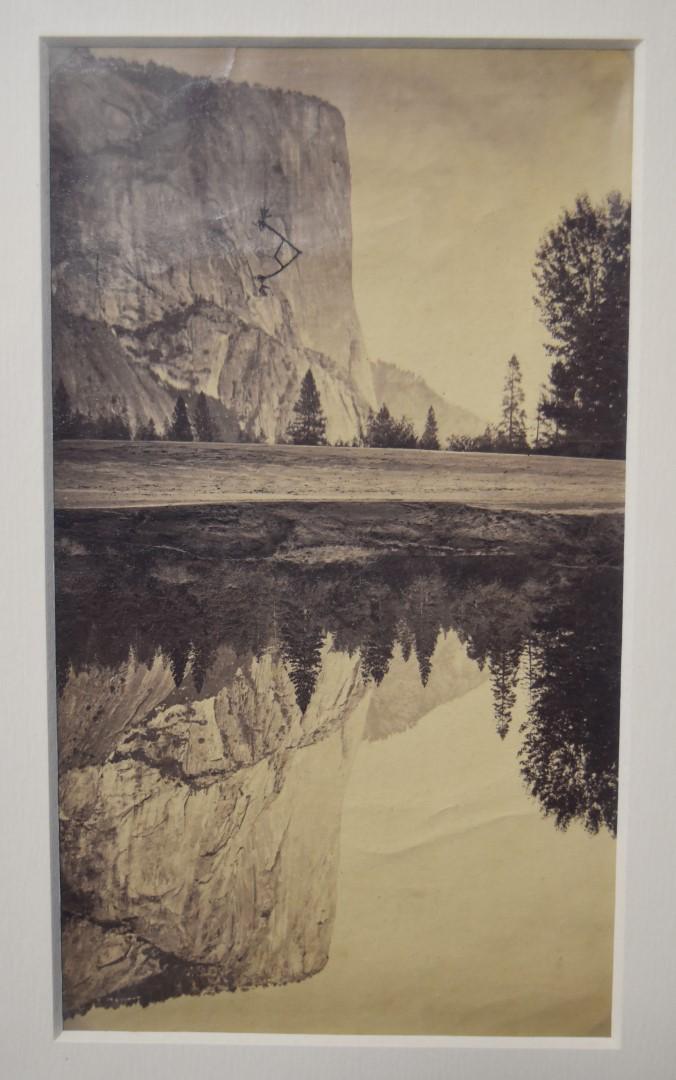 George Fiske Albumin Print: Amjearst 1815-1918) Mirror of El Capitan 3300 feet Yosemite. Titled on the reverse. 1870's-1880's Fiske was a cameraman for the famous Carleton and Watkins . Also worked for Lawrence/Houseworth as a y