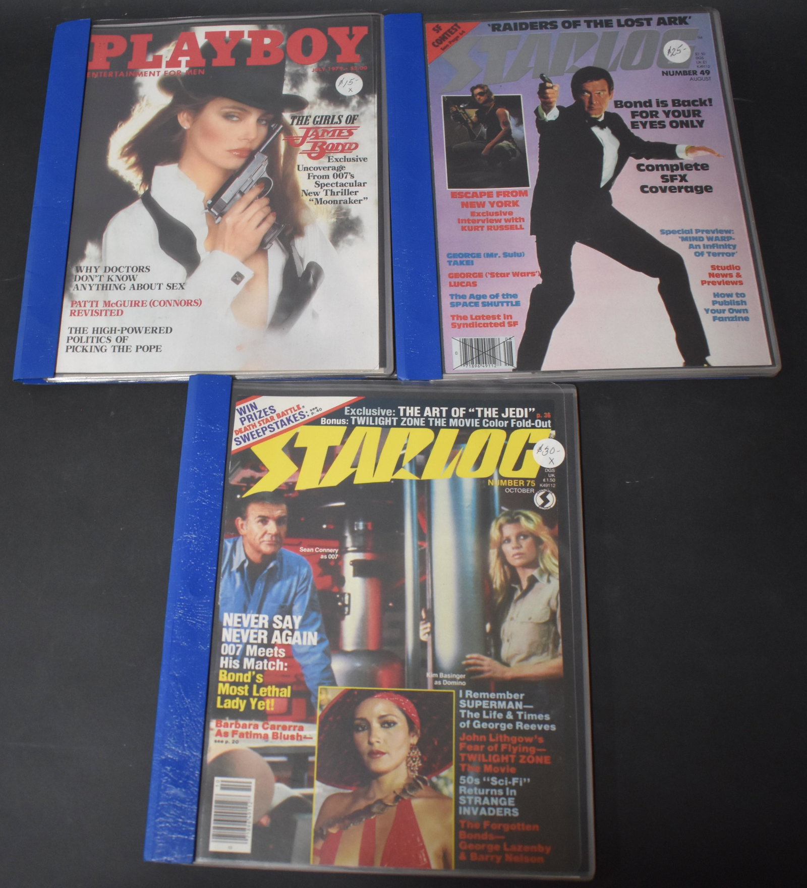 Starlogs and Moonraker Playboy (3): Moonraker Playboy 1979 and Starlogs, #49 and 75 Three in the lot