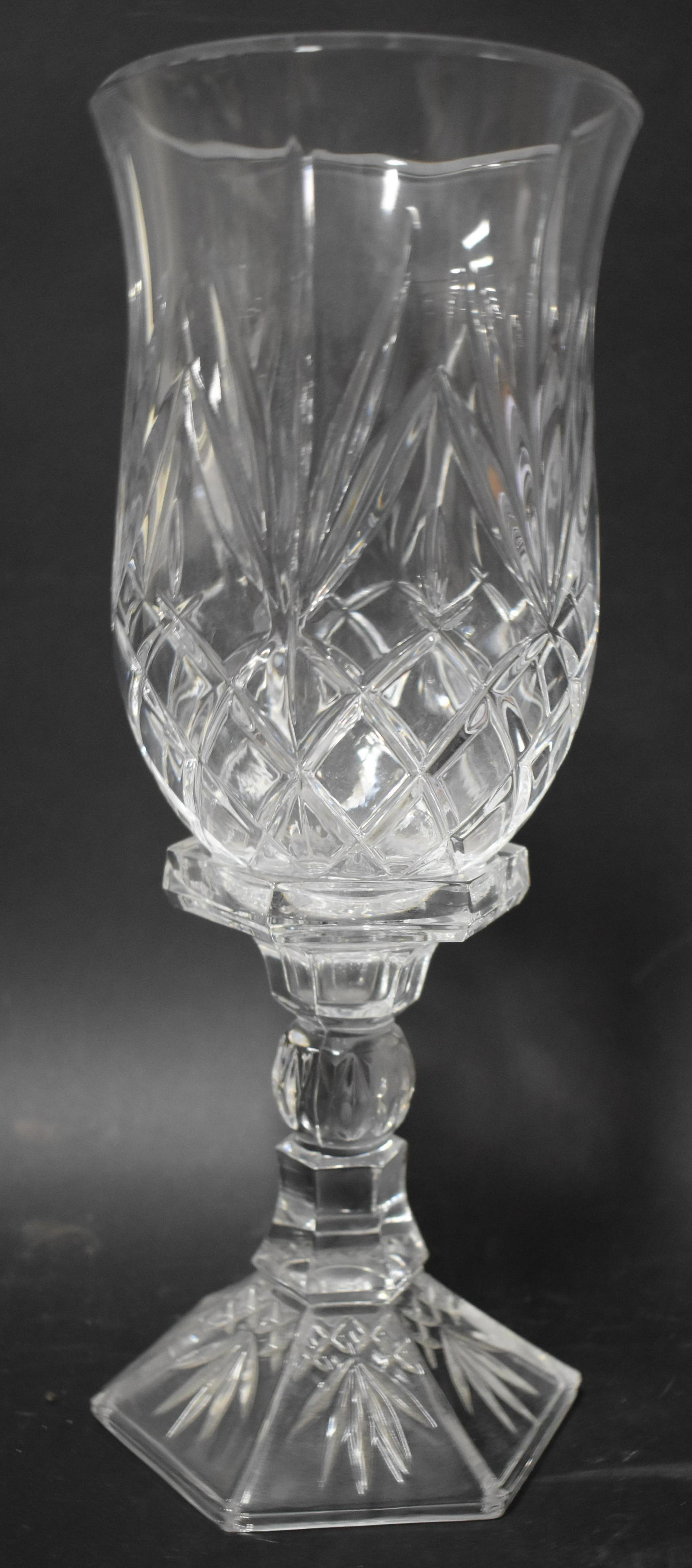 American Cut Glass: Vase on Stand: Size 12"H