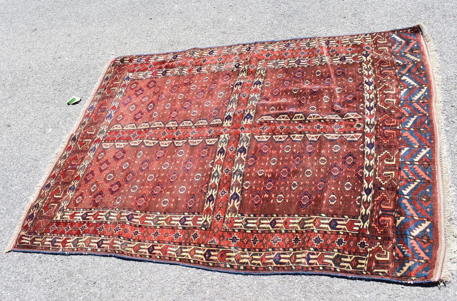 Antique Afghan Oriental Carpet: 74" x 54"