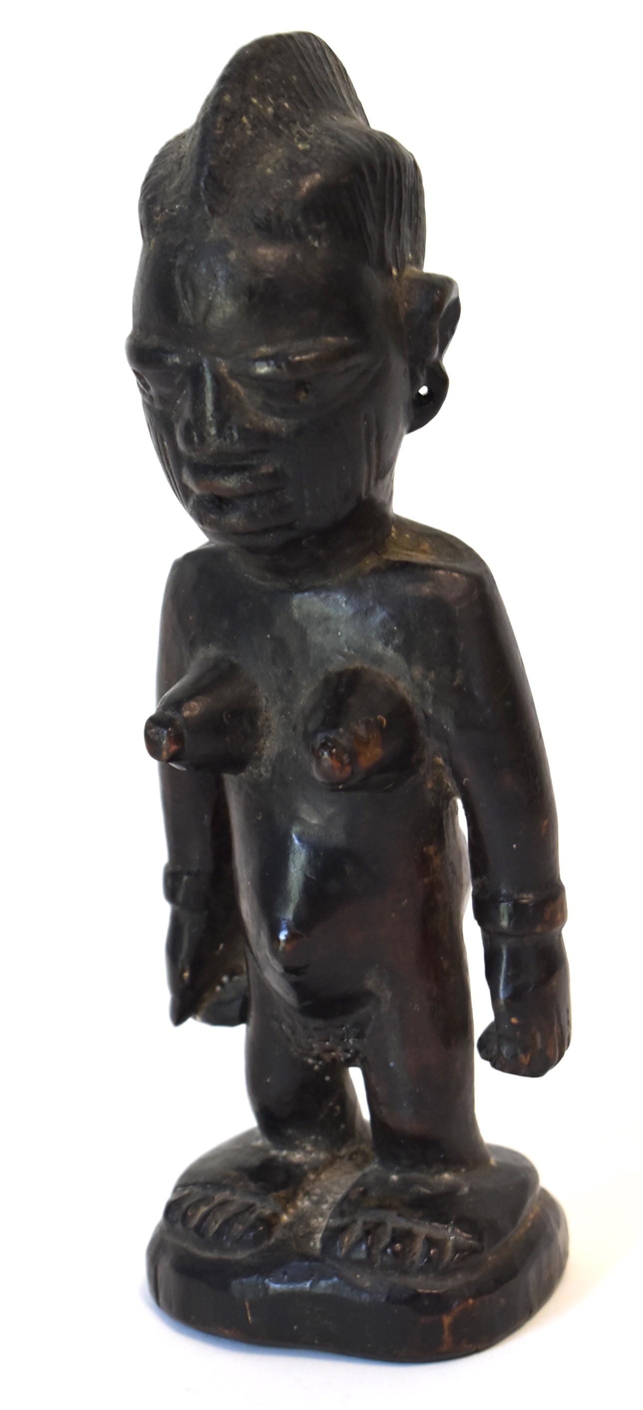 Yoruba Twin Figure, Female: Very early. 9 12"H