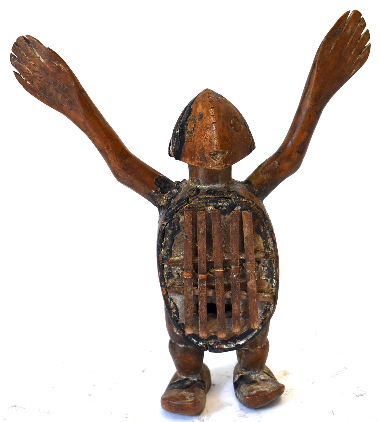 Antique Idomo Figural Thumb Piano: Nigeria 13 1/2"H,