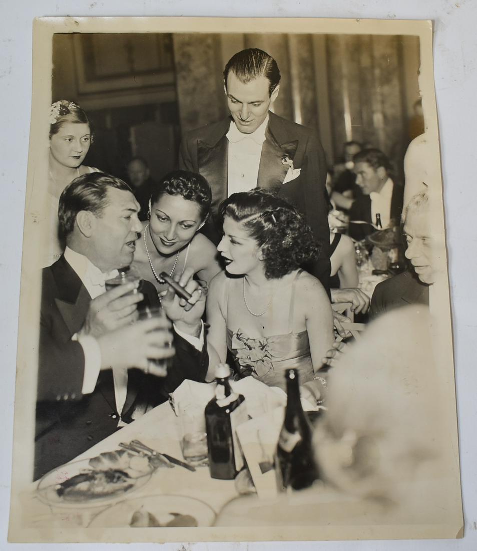 Vintage Photo New Year's Eve Pierre Hotel: Jack Dempsey and his wife, the former Hannah Williams, Anne Alvarede, and Max Rheinhardt. 8 inches by 10 inches. With publicity snipe.