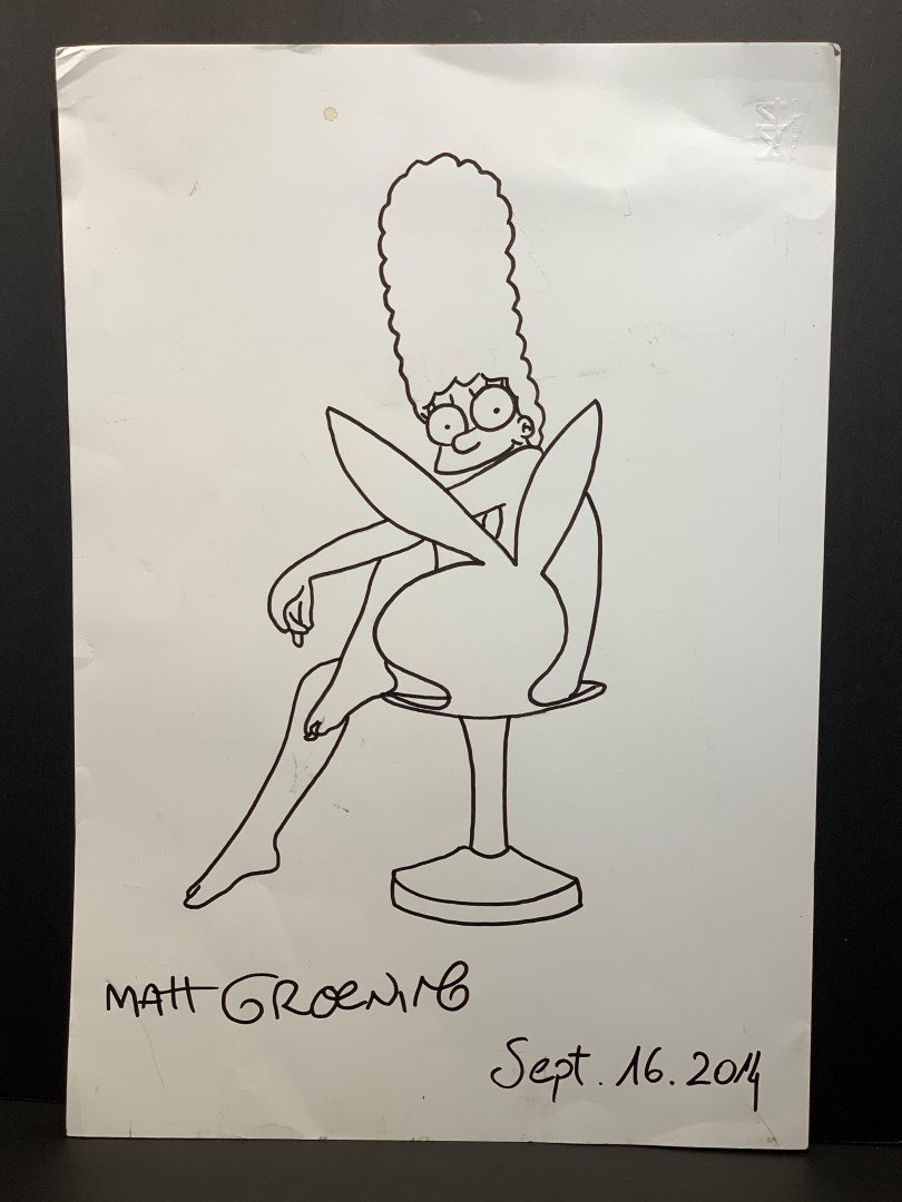 Matt Groening(after); Drawing - Playboy Bunny Marge: Felt tip marker on paper. Playboy Bunny Marge. After Matt Groening for The Simpsons. Inscribed; 19in. X 13in.