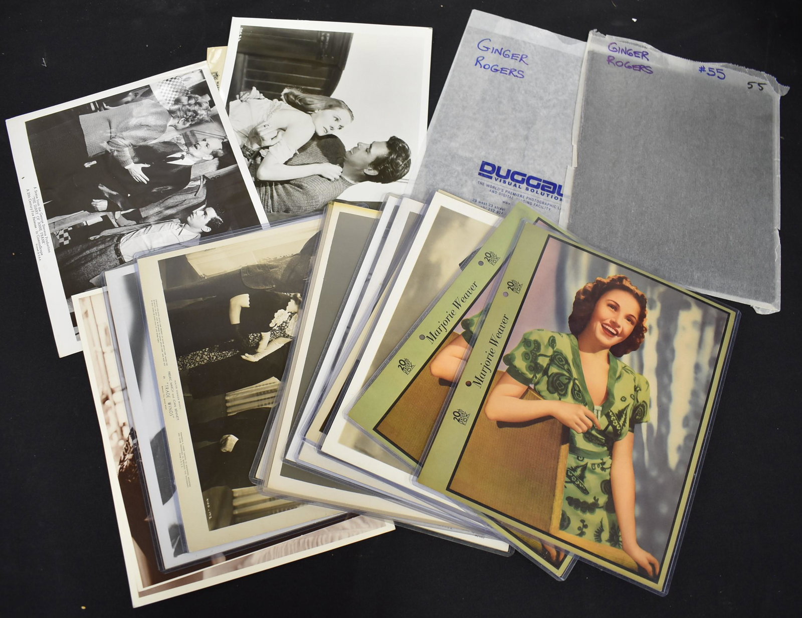 Vintage Movie Stills & Negatives (17): Includes Gary Cooper, Gloria Swanson, Glenn Ford; Scenes from Trade Winds, The Great Waltz, Havana Rose, etc. The two negatives are Ginger Rogers glamour shots.