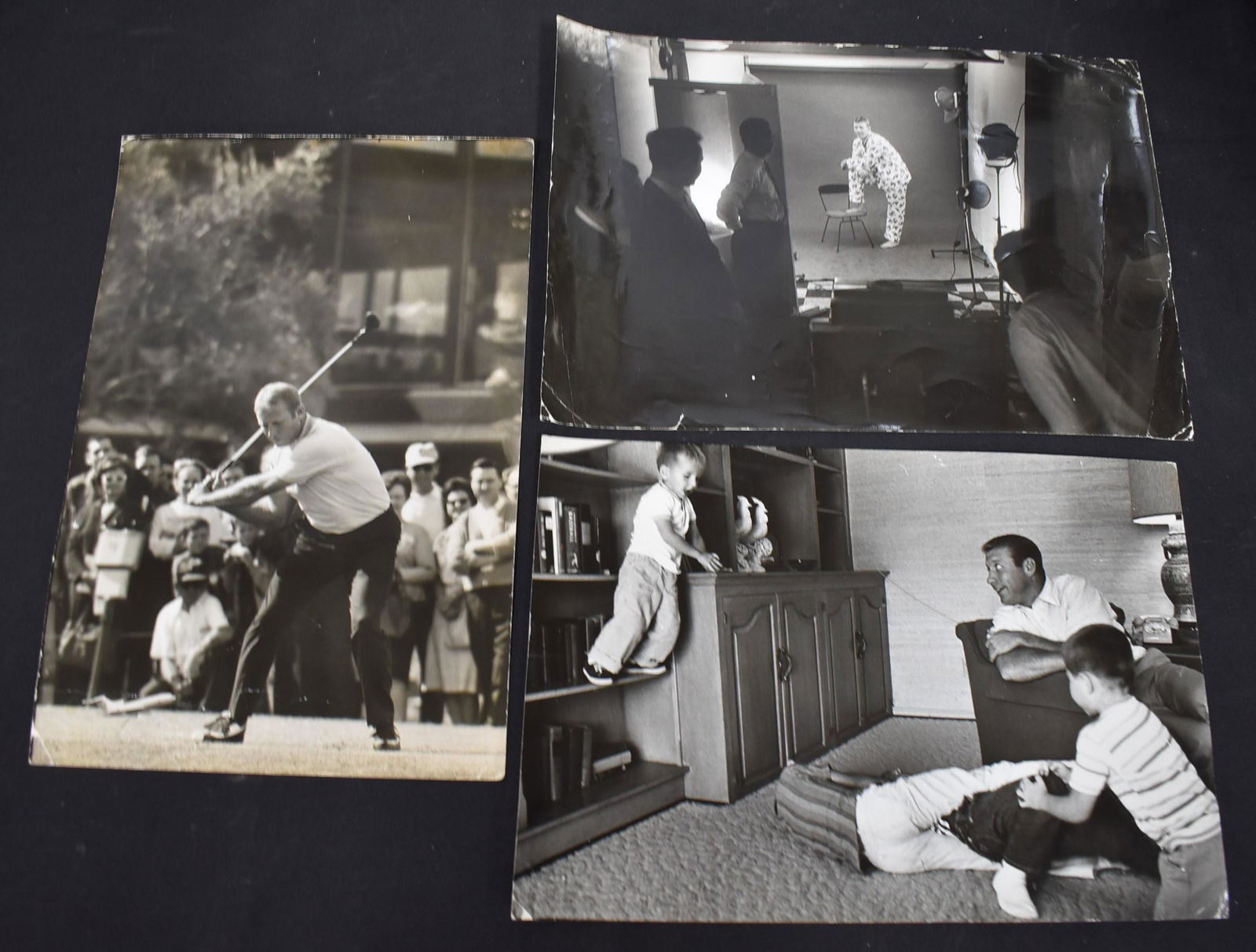 Mickey Mantle Original Publication Photos (3): Photo by James Drake for Sports Illustrated with back stamp; photo by Morse for Life Magazine with back stamp and 1956 date stamp; Photo for Time Magazine, photographer unknown. 3 in the lot.