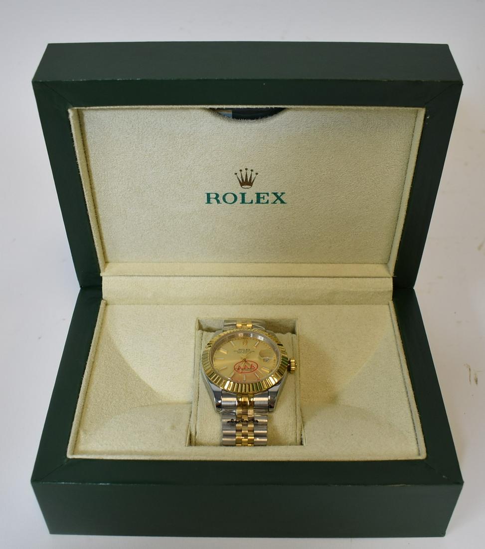 Rolex Replica Men's Watch: Rolex replica two-tone men's watch. Complete with box, tags, paperwork
