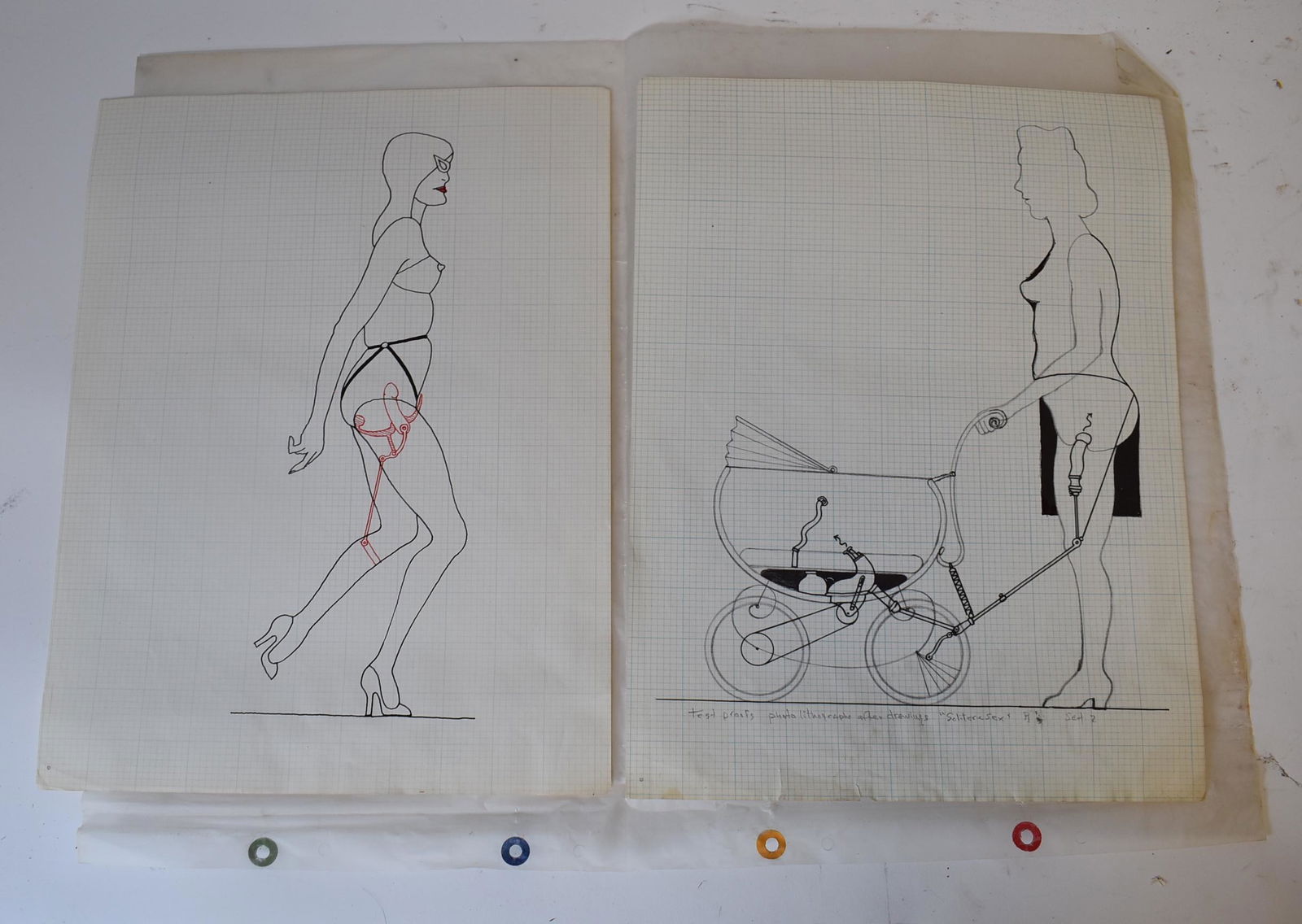 Richard Lindner. Rare Test Proofs (2): Trial lithographs after his drawings. " Solitaire Sex" Noted as Set 2 The best two of these trials were never published. Initialed R.L. (one) 14 3/4"H. x 11 1/4"W