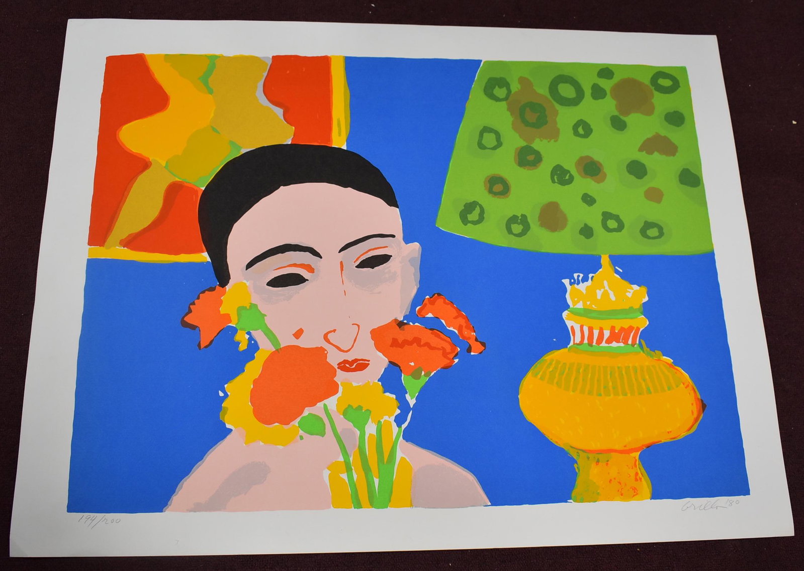 "Woman with Flowers" sgd. J. Grillo Lithograph: Lmtd ed. 194/200 sgd. LR Overall Size 26.5x36