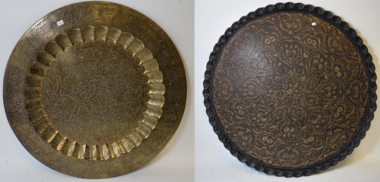 Large Brass Tray. Can be Used for Table Top & a Second: 36" D (Circular) and 23 1/4"D.