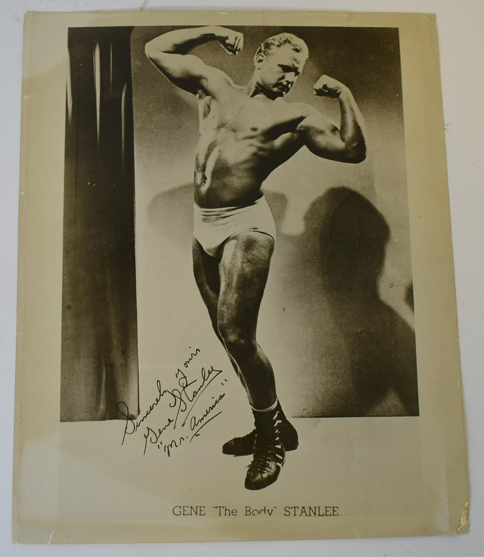 Mr. America. Gene Stanlee Autographed Photo: Sincerely yours, Gene Stanley, Mr. America, Gene Stanley 8 x 10
