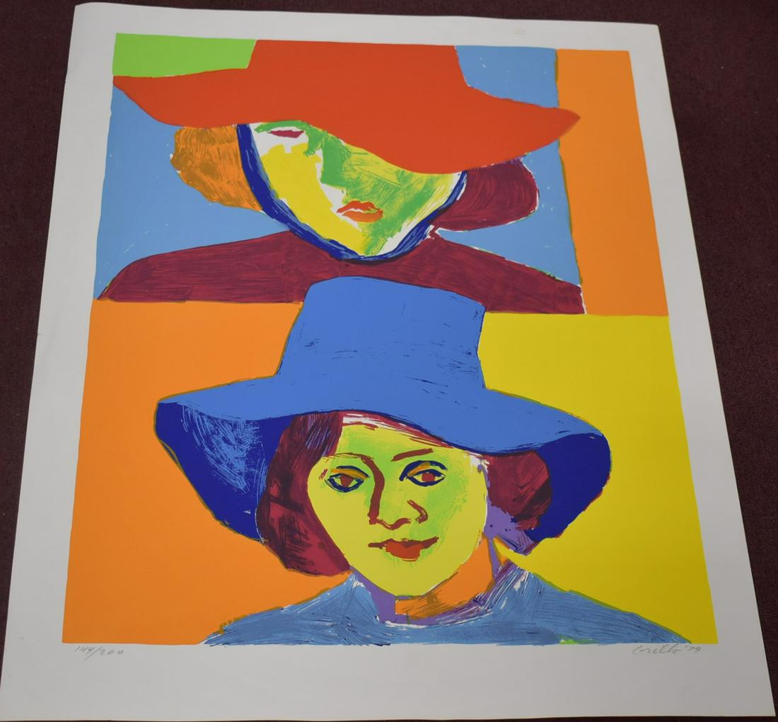 Girl with Hat III sgd. J. Grillo Lithograph: Lmtd ed. 144/200 sgd. LR Overall Size 33x26 small tear Will be visible in photo