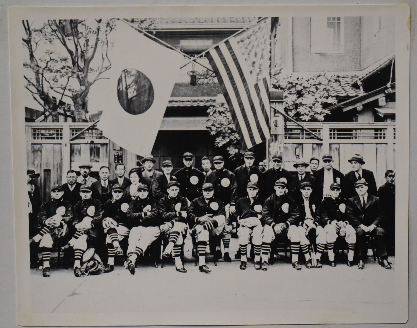 1934 Japan Tour Photo Ruth & Gehrig: Description mounted on board