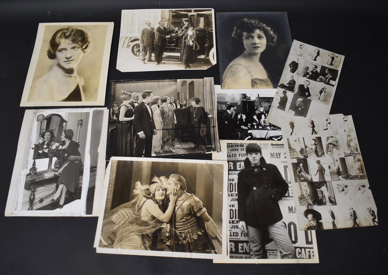 Original Vintage Movie Stills (10): 1927 MGM Ben-Hur; 1923 Anna Ascends; Unidentified (2); Elsie Ferguson (2); Contact sheets (2); Bettie Compson; and 1930 Glorious Swanson (Marked for cropping). Mostly 8x10.
