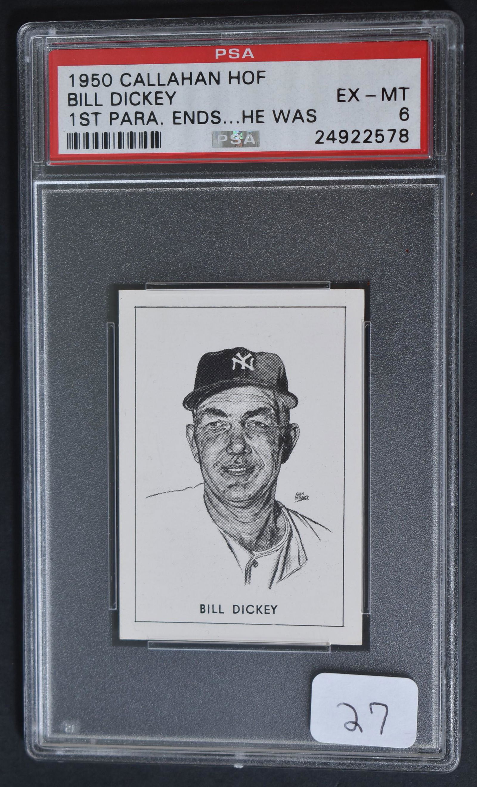 1950 Callahan HOF Bill Dickey (1 of 2)