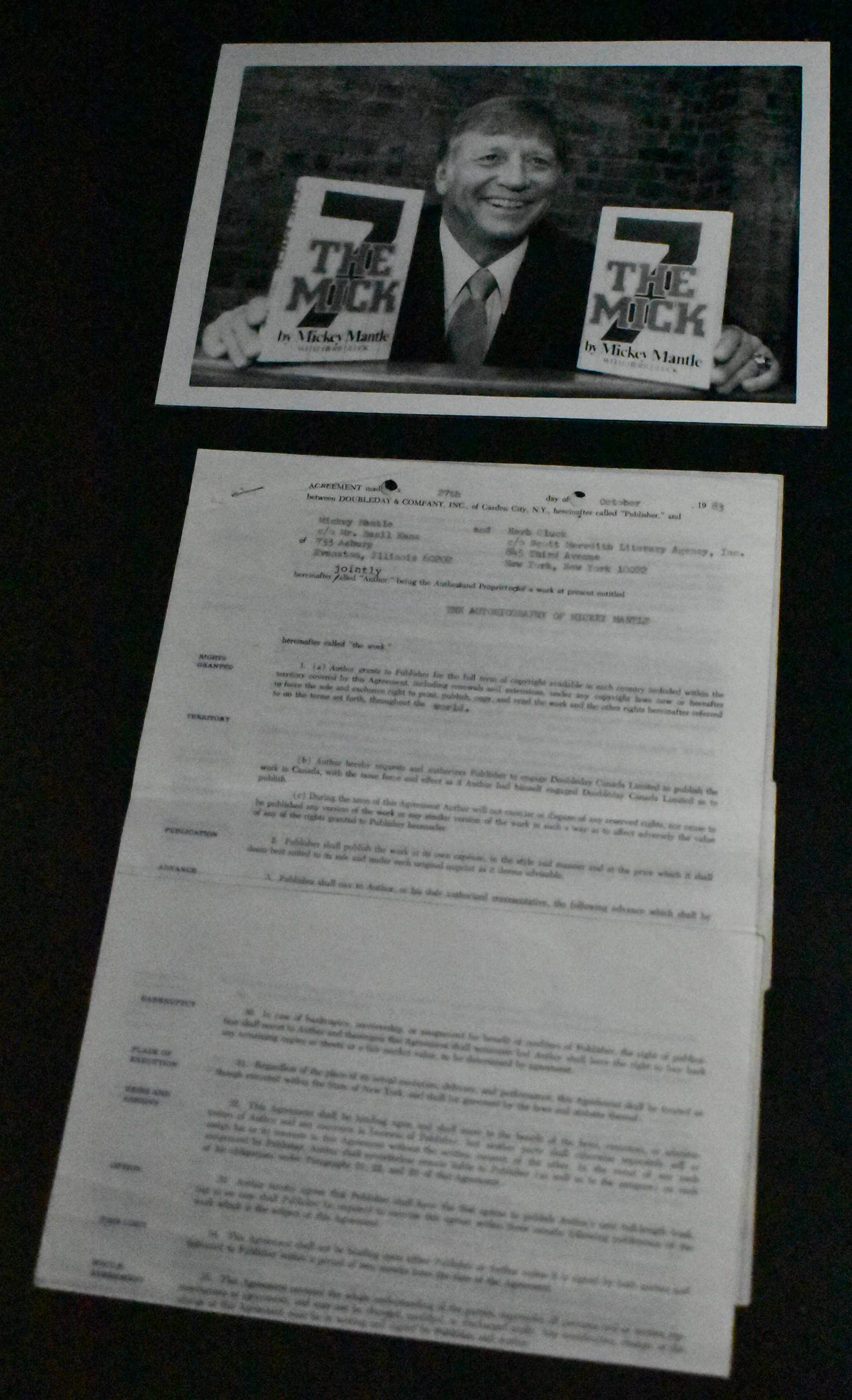 Mickey Mantle Signed Book Contract (1 of 14)