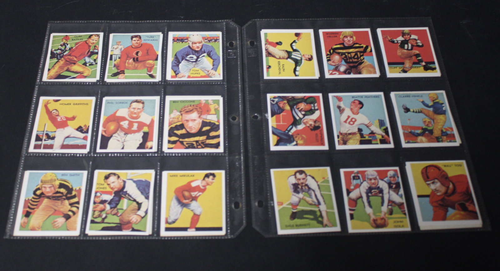 1985 Football Card Lot (32): 1985 reprints of 1935 National Choice Co. cards, called "Football Stars". Includes Bronko Nagurski, "Bull" Tosi, and "Dutch" Clark. 32 cards in the lot.