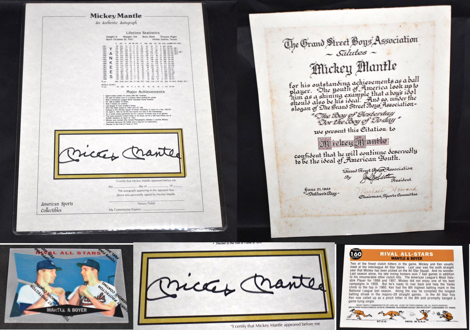 Collectors Lot of Mickey Mantle. (3) inc Autograph (1 of 12)
