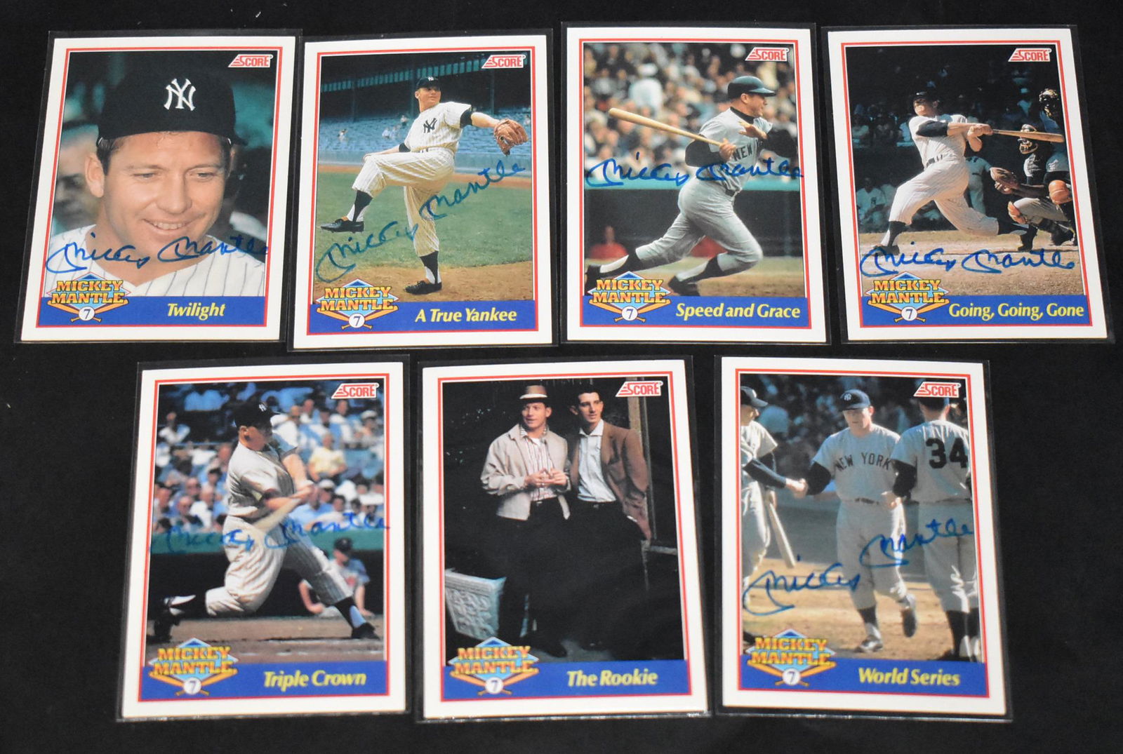 Rare Score Set of Mickey Mantle Autographed Cards (7) (1 of 7)