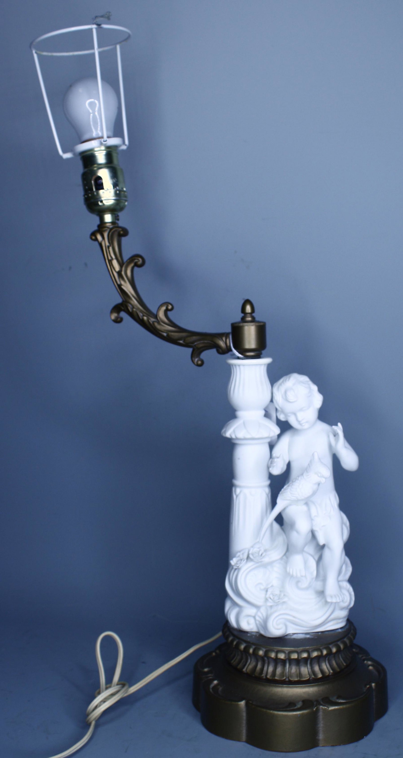 Antique Parian Classical Lamp: 22"H