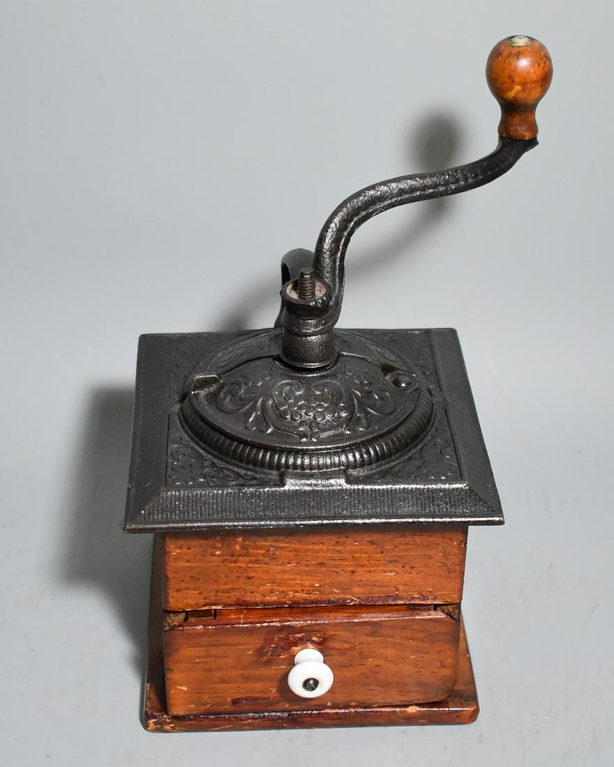 Antique One Drawer Pepper Mill: Cast Iron top Size 10"T to Handle