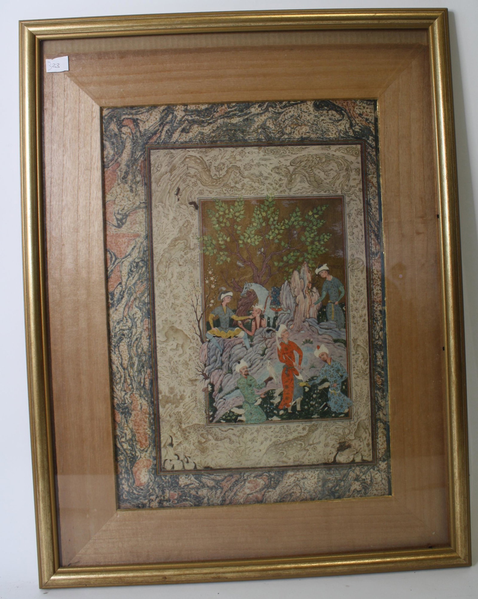 Islamic Religious Page. Animal Border: Matted and framed. 18 x 12 (work itself)