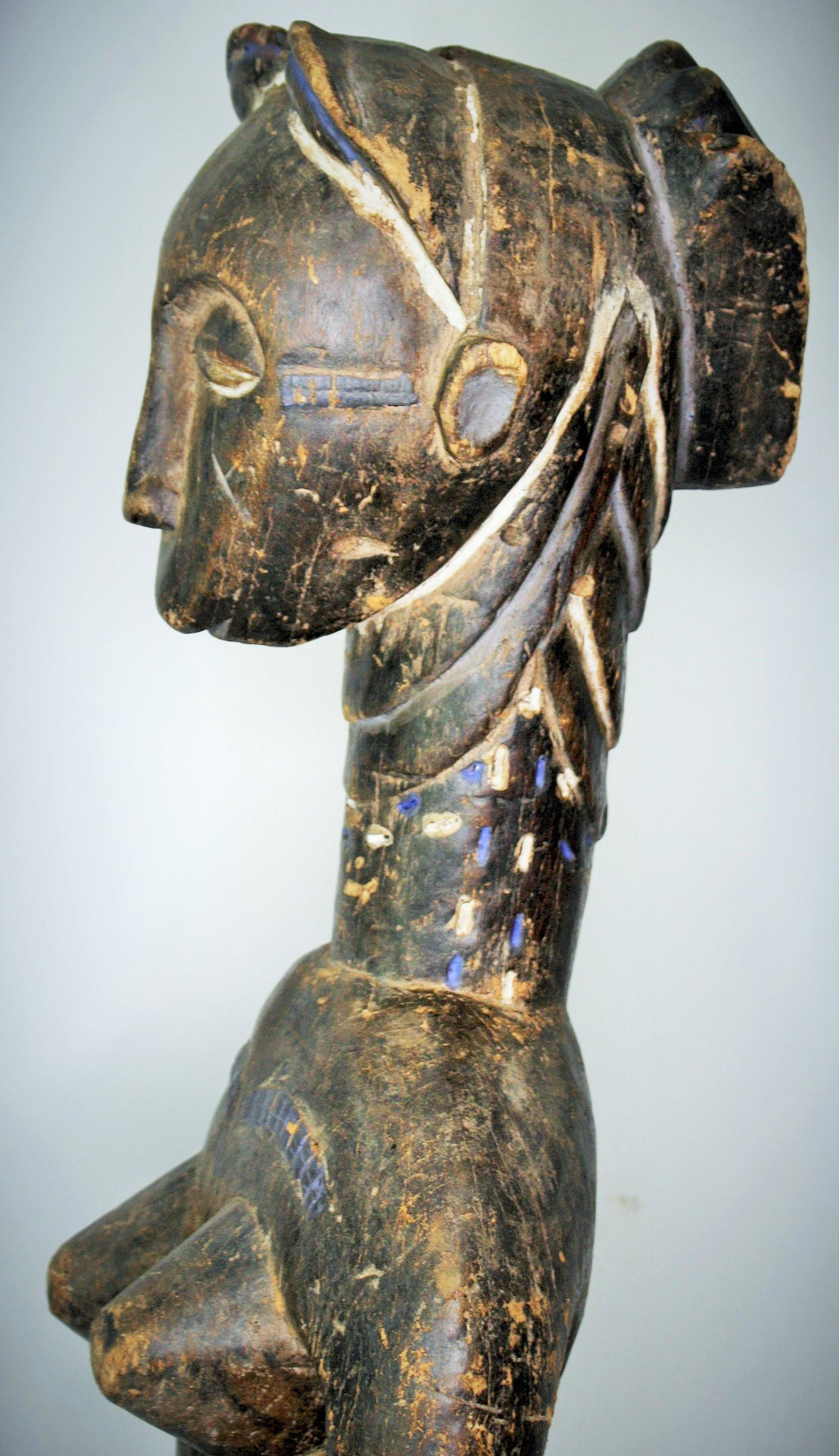 Large and Truly Old Tribal Carving: Central Congolese Female Figure Punu, 37" With base. On a custom base.