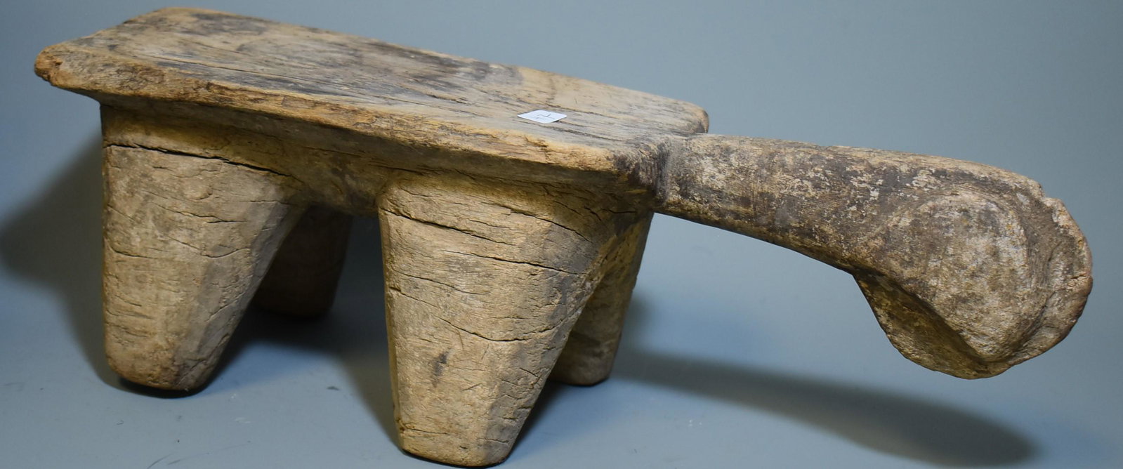 Ancient Little Animal Head Stool, Mali: Dogon or Bambara 15 3/4"L H. 5"
