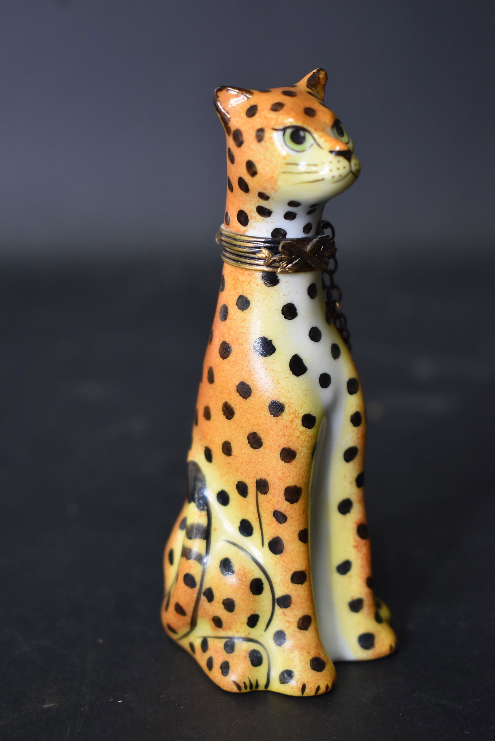 Antique Limoges Leopard Box: Marked 4 1/4"H