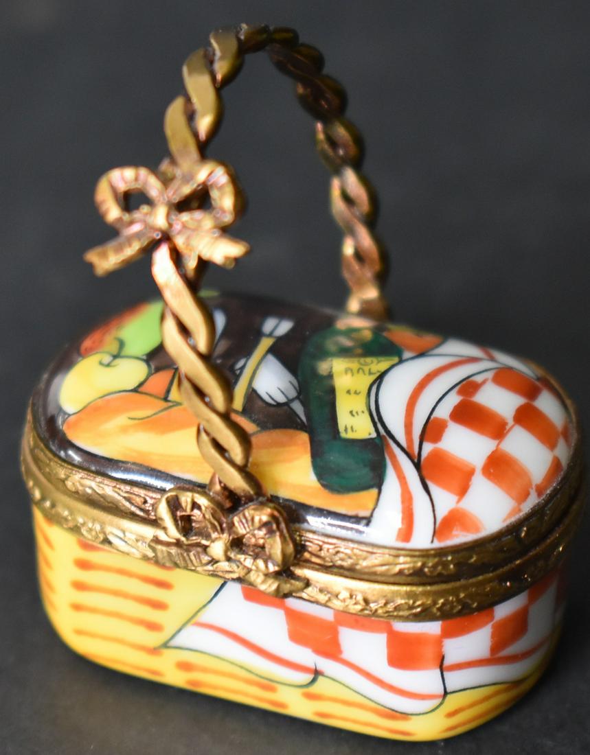 Antique Limoges Picnic Box: Marked 1 3/4"H