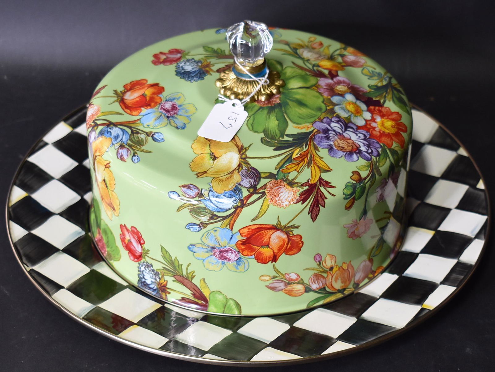 MacKenzie Childs Covered Casserole: Marked MacKenzie Childs Underplat is 16"W and cover is 6"H and 10"W