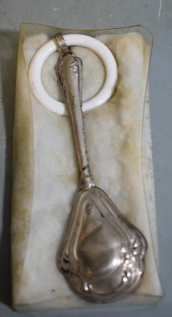 800 Sterling Silver Baby Rattle: 6"L
