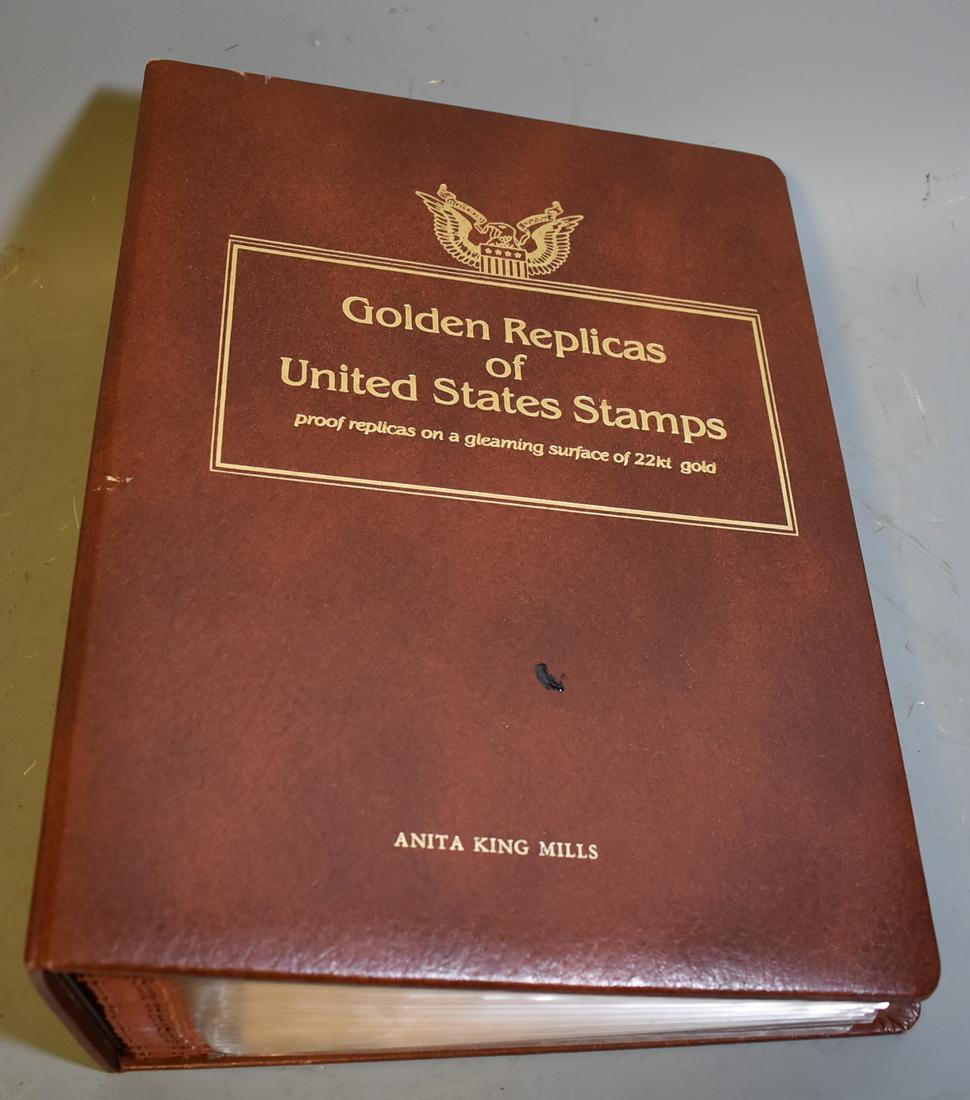 Golden Replicas of U.S. Stamps 22K: Proof replicas on a glearming surface of 22 K. gold. 1989 series. 54 Covers with descriptive cards. Original cost of this set $1890