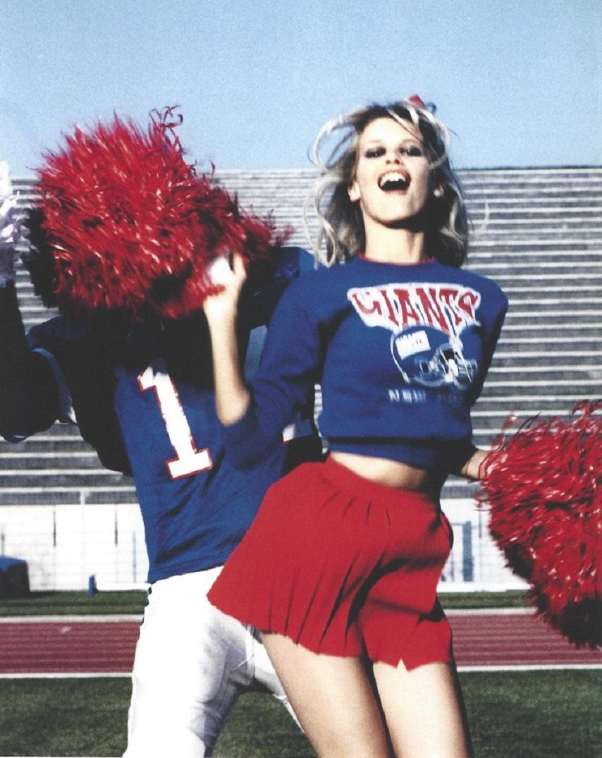 Claudia Schiffer Cheerleader Publication Photo: Original Ellen Von Unwerth Publication Photo, measuring approximately, 10.5"x8.5" includes white border. Taken in 1994 printed 1999. It comes stamped by the photographer and agency. The photograph is 