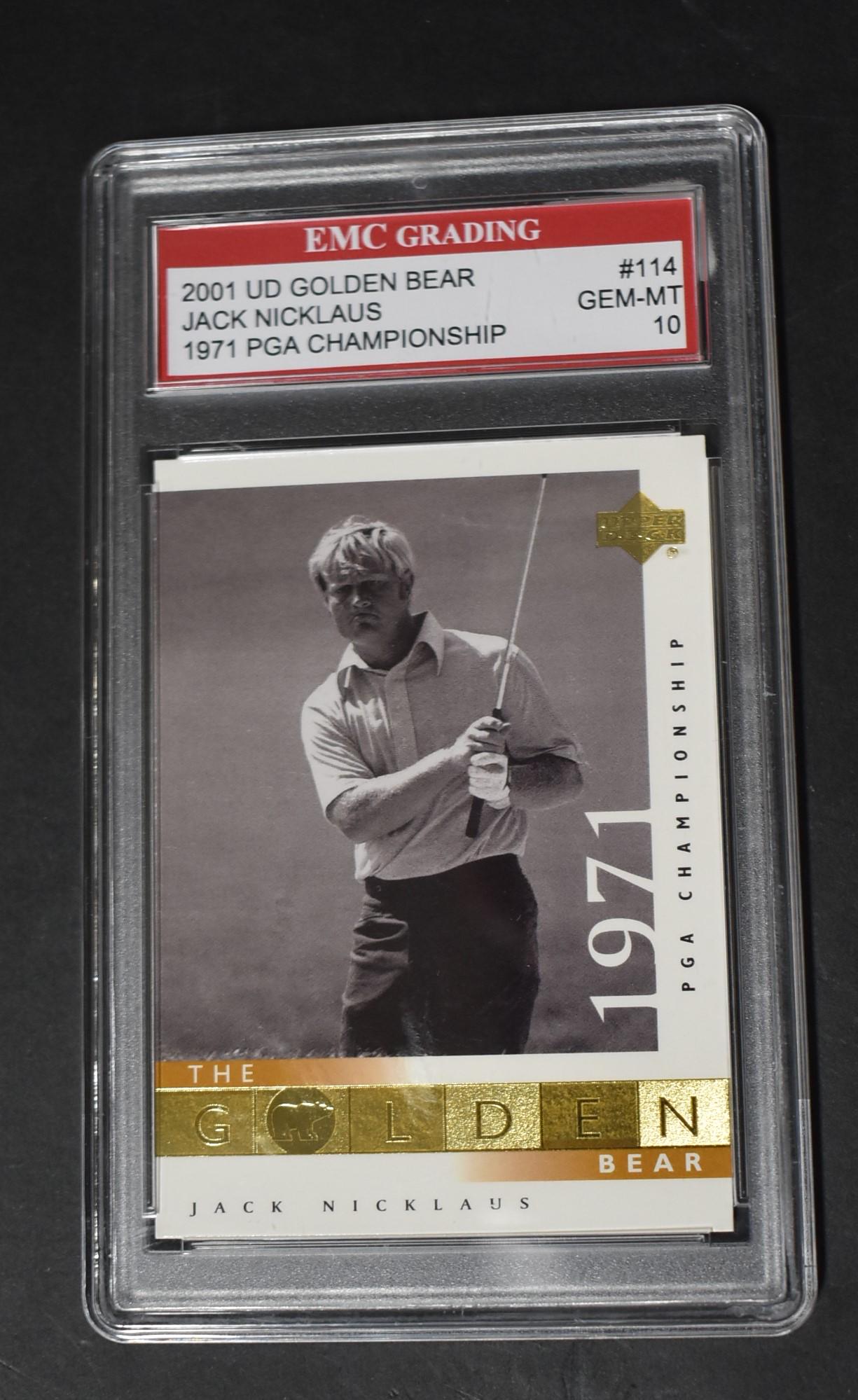 2001 Jack Nicklaus Graded Card: 2001 Upper Deck Golden Bear Jack Nicklaus PGA Championship. Gem - MT 10.