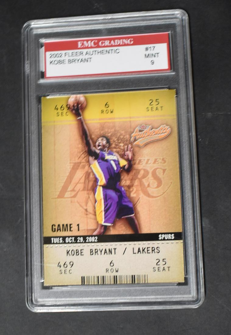 2002 Fleer Kobe Bryant Graded Card: 2002 Fleer/Skybox. Graded Mint 9.